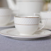 Wilmax Kaffee Tassen & Untertassen 4er Set, Goldlinien, 90 ml, WL-880102400/AB4